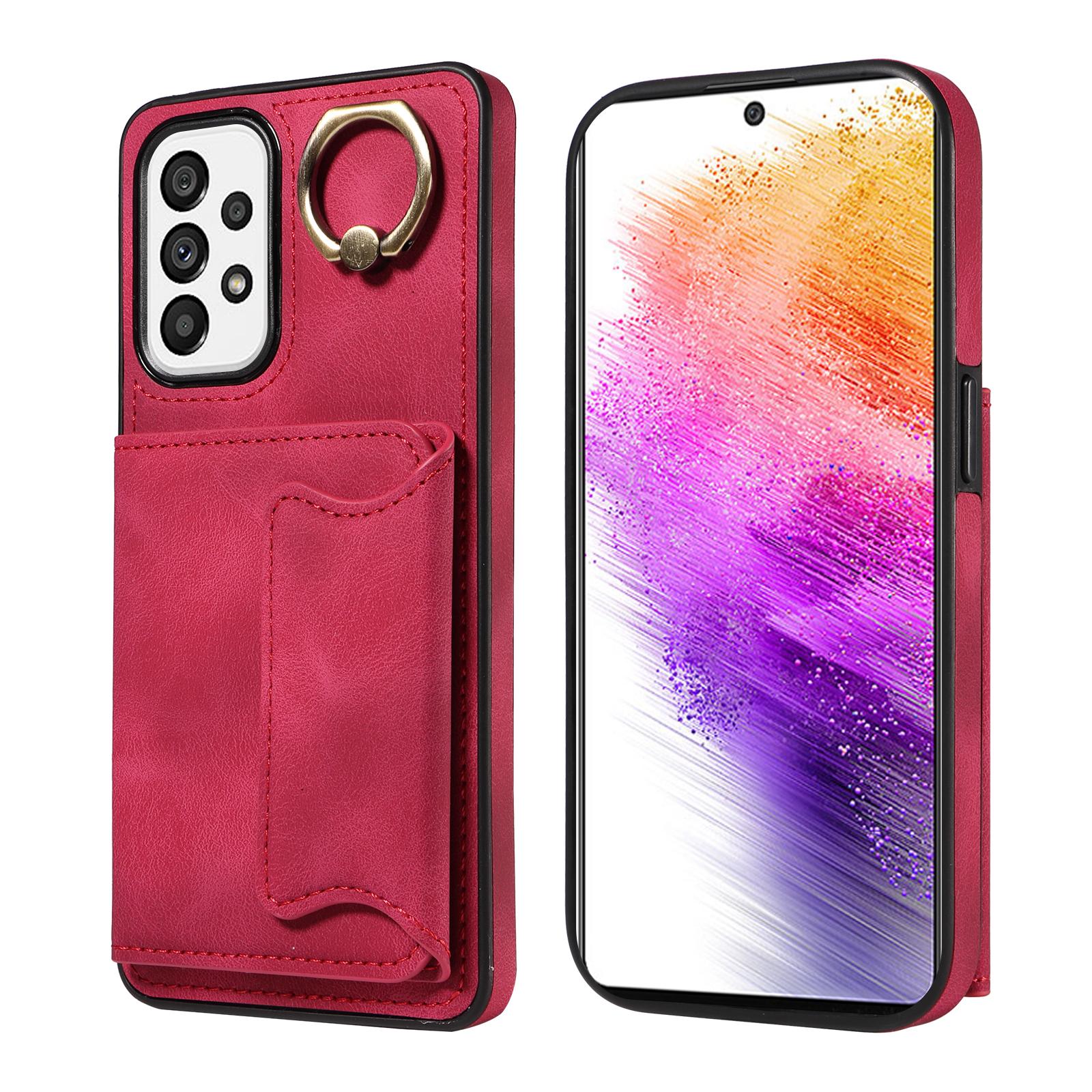 

Для Samsung Galaxy A73 5G Чехол с кольцом-подставкой и слотами для карт Samsung Galaxy A73 5G красный