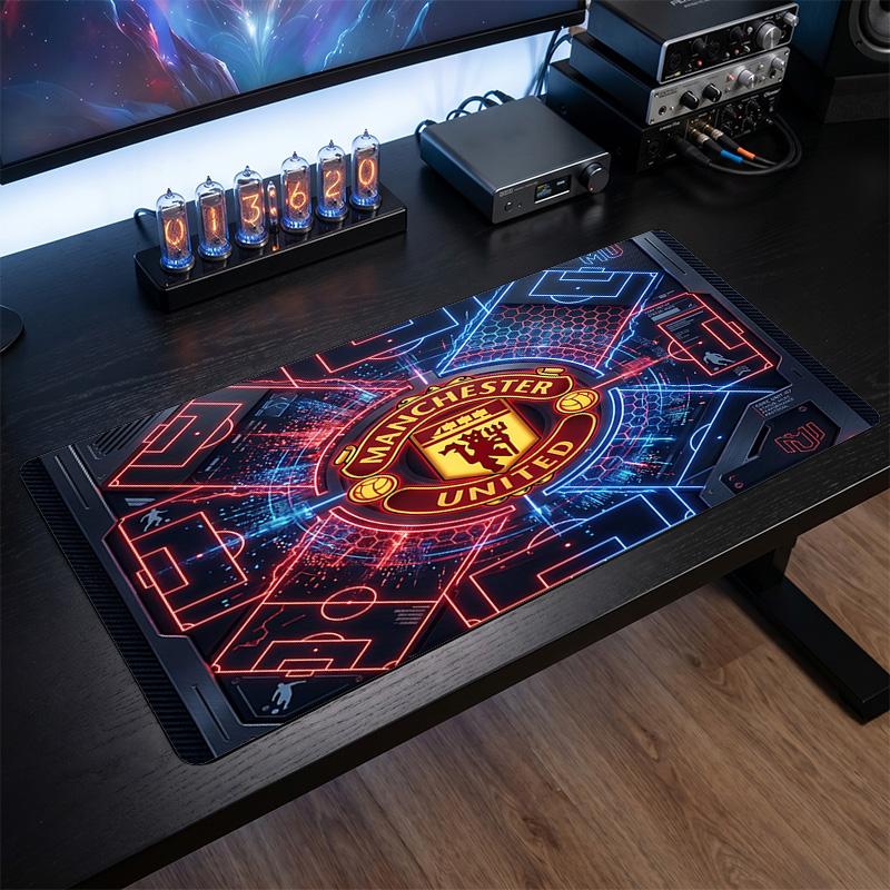 Manchester United Aufdruck Großes Mauspade, Rutschfeste Weiche Gummi Gaming Schreibtischmatte für Büro Laptop Computer Dekor