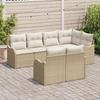 Ensemble de Canapé de Jardin 7 Pièces avec Coussins Beige Poly Rattan, Canapé de Jardin 2 Places avec Rangement &amp; Coussins 3354410
