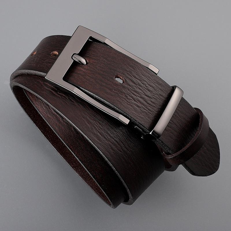 Belt Men'S Leather Pin Buckle First Layer Real Cowhide Men'S Outer Wear Formal Wear Business Youth Handmade Bare Edge Light Bottom Men'S Waist
