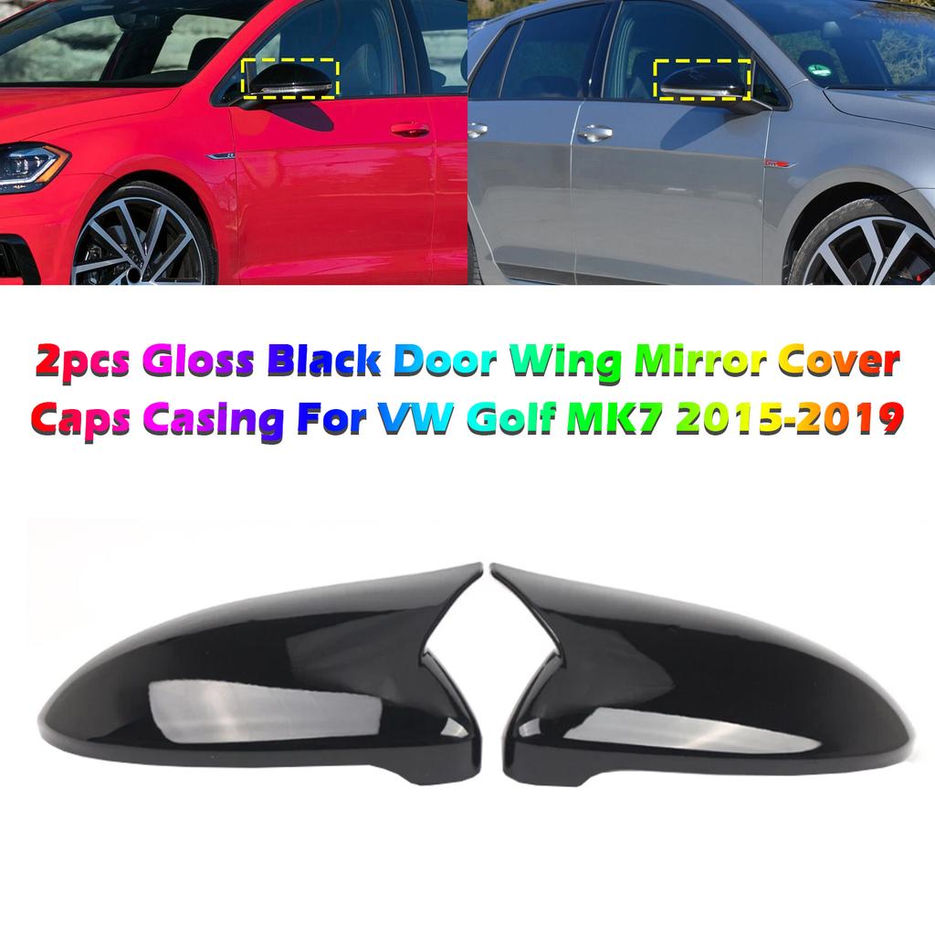 2 Stück Glänzend Schwarz Tür Außenspiegel Abdeckkappen Gehäuse Für VW Golf MK7 2015-2019