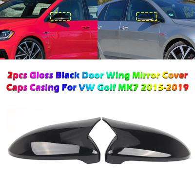 2ks Lesklé čierne kryty zrkadiel na dvere pre VW Golf MK7 2015-2019