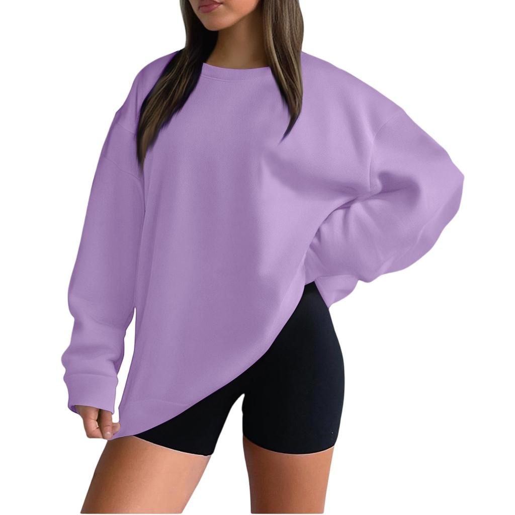Women's Casual Fashion Loose Sports Round Neck Pullover Long Sleeve Sweatshirt