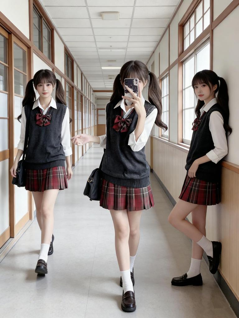 Sivrusn High School Girl Cosplay Uniform with Knit Vest and Checkered Mini Perfect for Entrance School and Cultural Dark Size S V-Neck Skirt, Length,