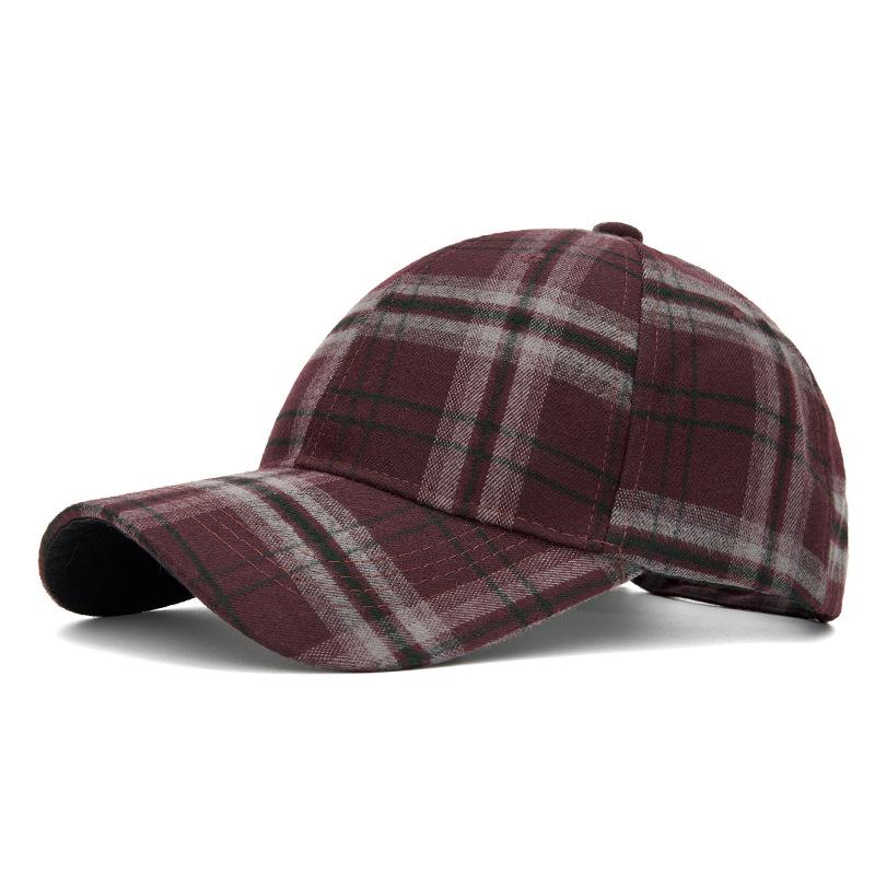 Vintage British Plaid Baseball Cap for Unisex Autumn Winter Outdoor Warm Cap