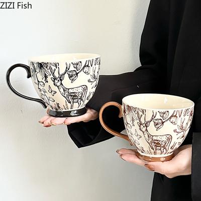 500 ml Paar Wasserbecher Kreative Keramiktasse Büro Nachmittagstee Latte Kaffeetasse Modernes Zuhause Frühstück Hafermilchbecher Getränkegeschenke