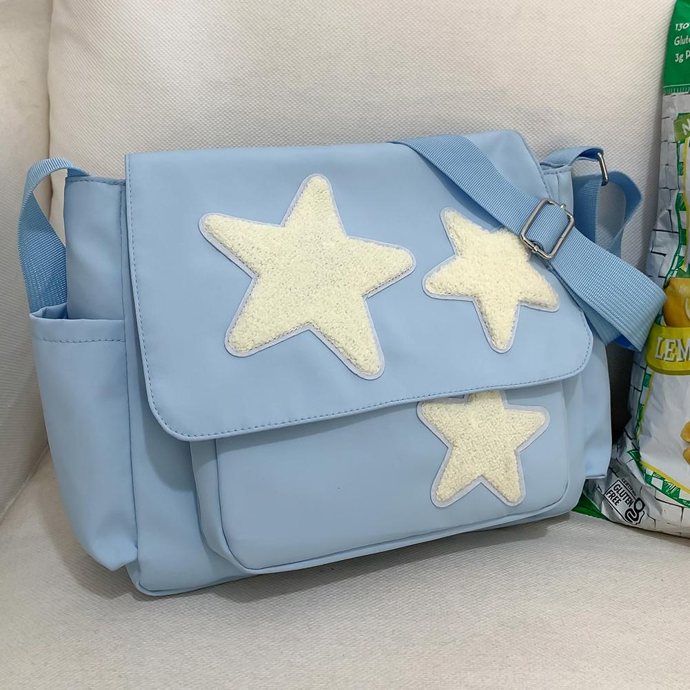 Women Star Messenger Bag Multi-Pockets Versatile Crossbody Bag Lightweight Adjustable Strap Large Capacity Slouchy Shopper Bag
