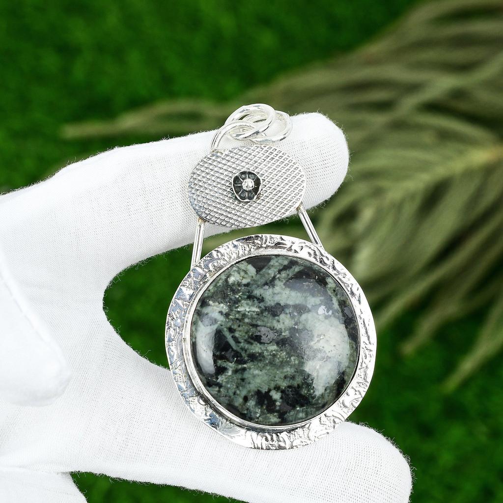 Easter Sale 925 Silver Round Star Galaxy Stone Unique Bezel New Pendant Jewelry