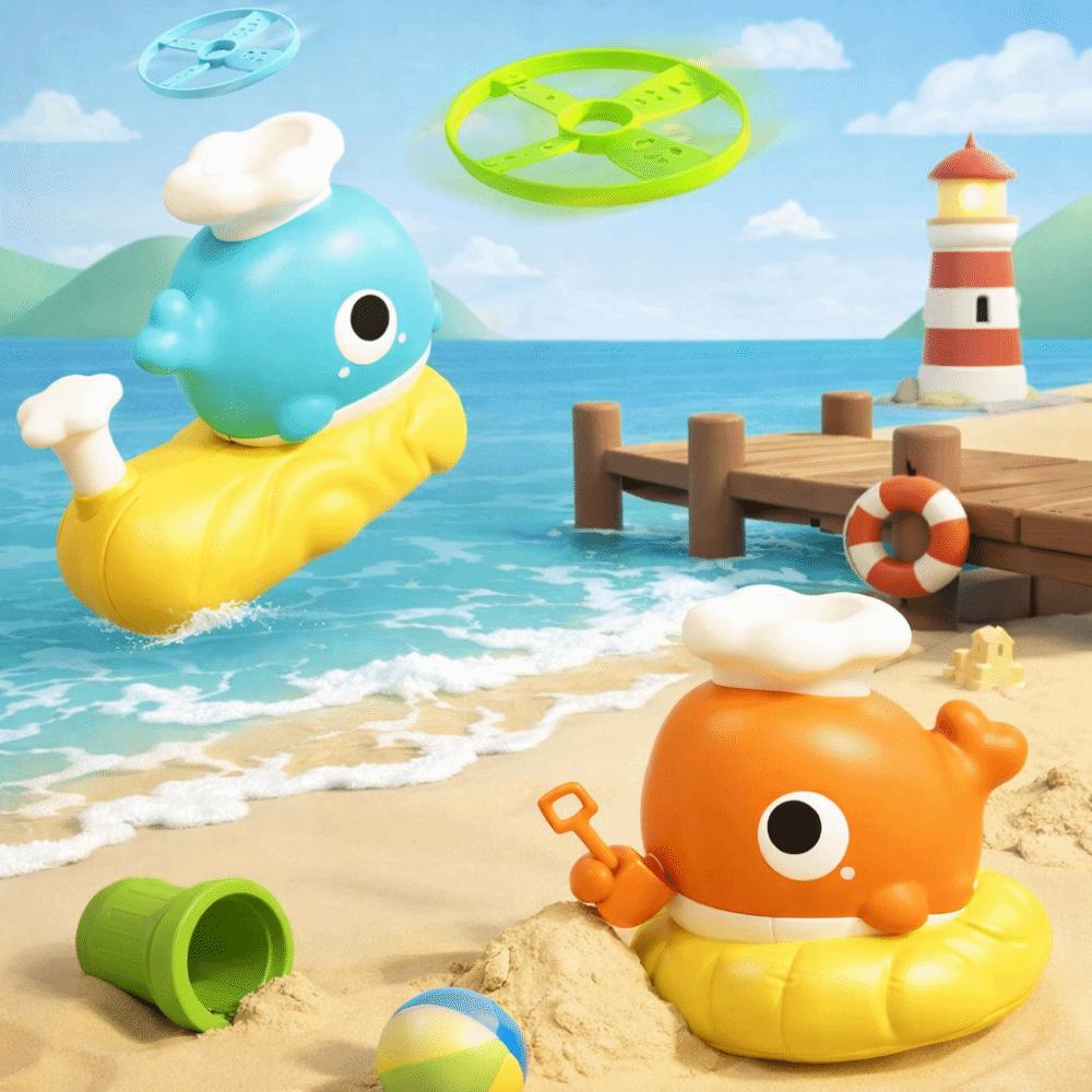 Foot Launcher Whale Jet Propulsion Toy Whale Model Flying disc launcher Garden Game
