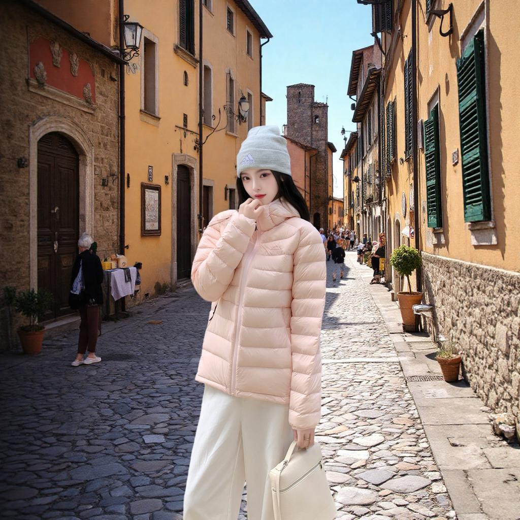 New national standard white duck down ribs down jacket women's winter new light and thin small hooded short coat