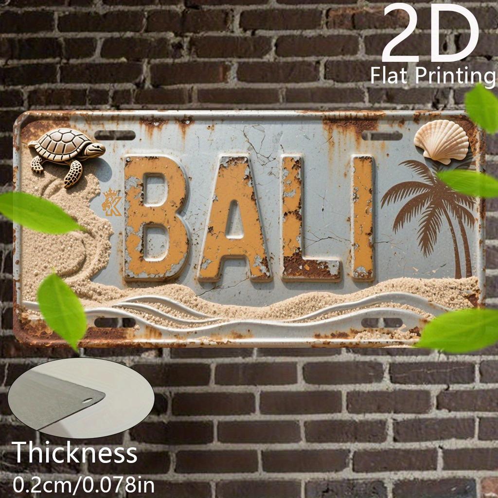 D-Moll pc D-Moll Bali-Thema Retro Aluminium Kennzeichen Wandkunst X Tropisch für Inseldekoration Mit Palmen Bali