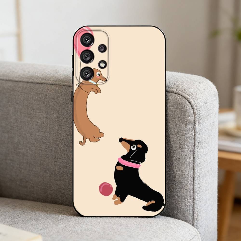 C-Cute Dachshund   Phone Case For Samsung S25,S24,S21,S22,S23,S30,Ultra,S20,Plus,Fe,Note,10,9,5G Black Cover
