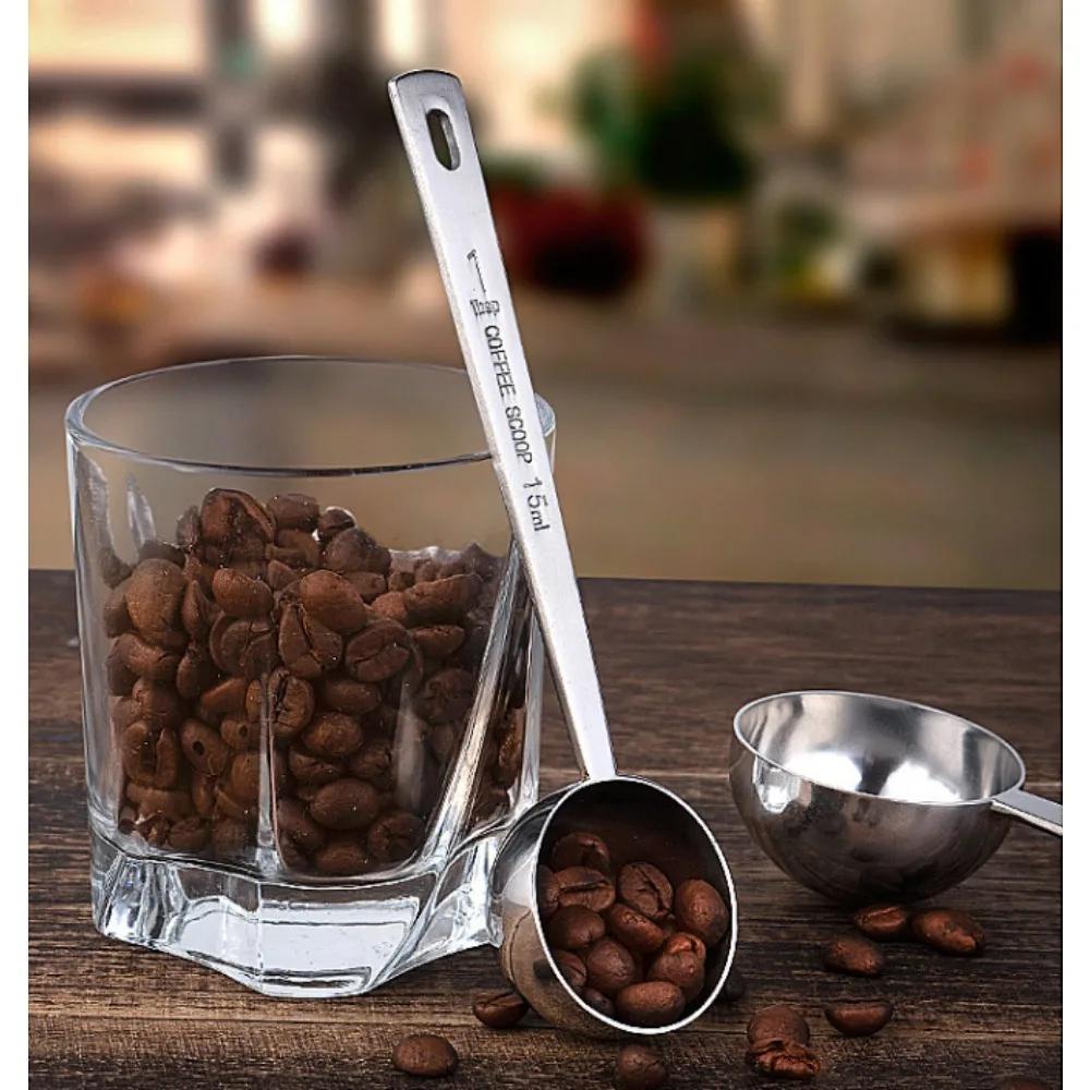 15/30ml coffee measuring spoon, stainless steel milk powder long handle measuring spoon, kitchen creative coffee spoon