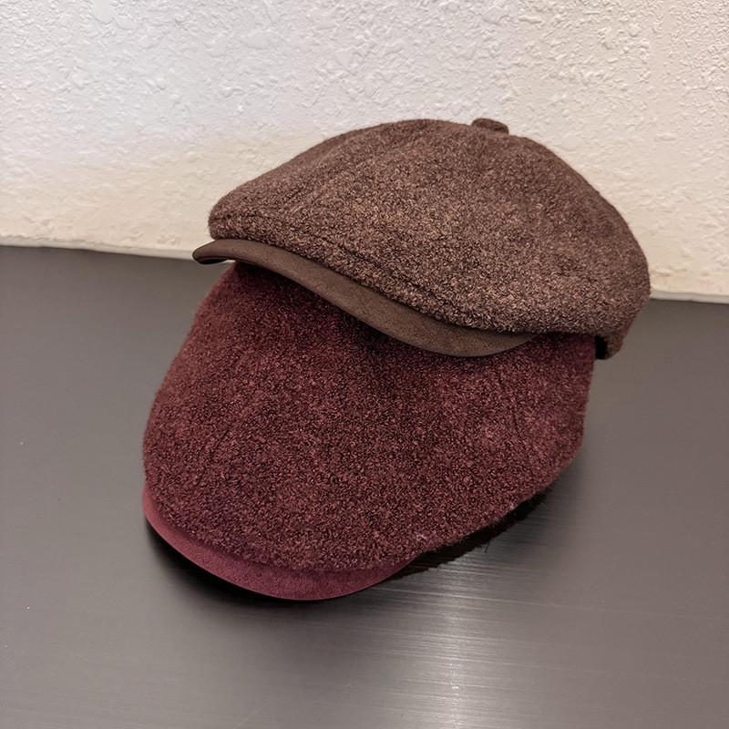 Vintage Retro Solid Color Beret Cap For Women With Warmth And Windproof Functionality For Autumn Winter Fashion