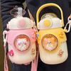 Süße Kinderwasserflaschen mit Strohhalm für Mädchen Kinder 820ml Große Kapazität Kawaii Cartoon Schüler Schule Reise Wasserbecher