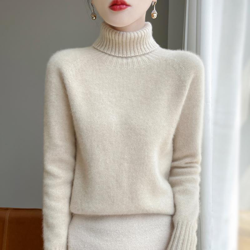 Women's Cashmere Sweater Qinghe Cashmere 30% Cashmere 70% Wool Autumn and Winter Cashmere Thick Pullover Soft and Warm