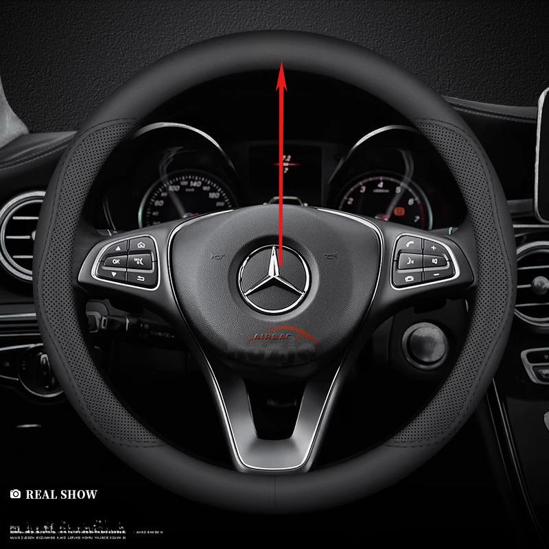 Car Leather Steering Wheel Cover for Mercedes-Benz GLE S GLE GLS G GL CL ML R SL GLK 400 450 500 350 320 580 38cm Accessories