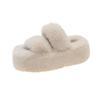 Cm Thick Bottom Fluffy Slippers Women's Muffin Bottom Large Size Parallel Bars Thickened Plush Flat Bottom One Word Warm Cotton Mop