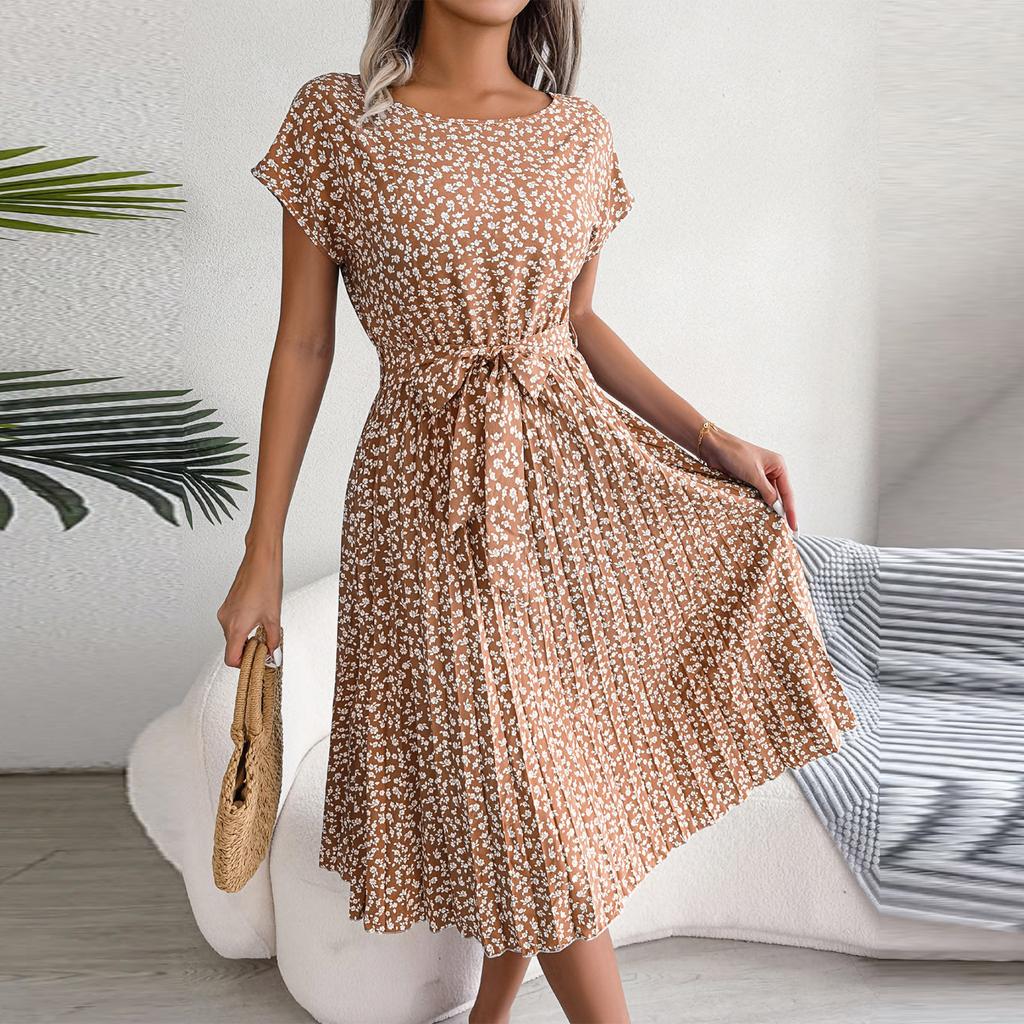 Fashion Women's Summer Round Neck Casual Fashion Printed Pullover Dress
