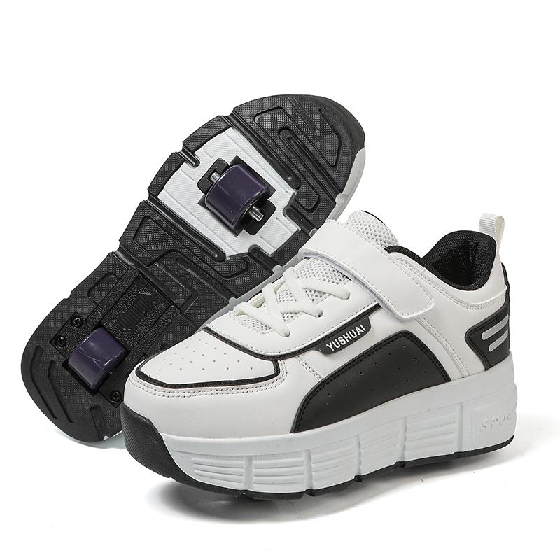 TUINANLE Small Four-wheel Walking Shoes Pink Teenager Sport Shoe Girls Kids Unisex Two Wheel Pulley Walking Shoes