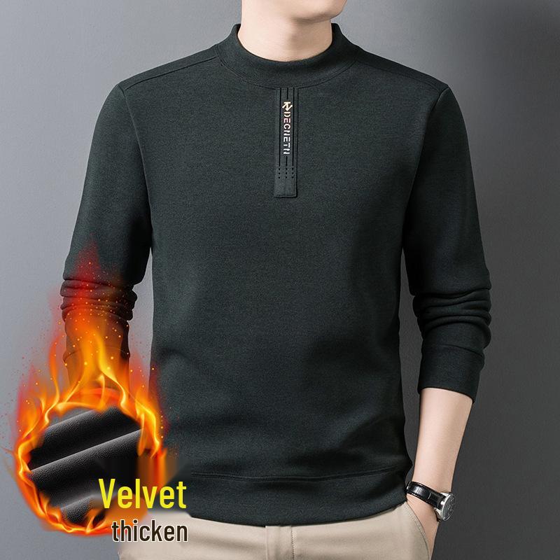 Herren Warmer Fleece-Pullover mit halbem Stehkragen und Plus-Samt - Verdickte Innenschicht für Herbst/Winter 2025