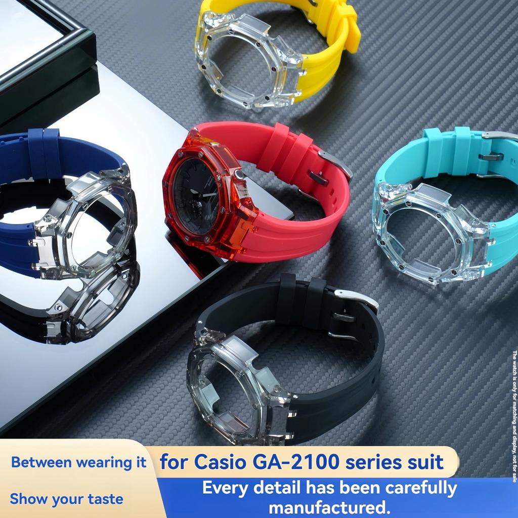 Für Casio GA2100 GA-B2100 Transparenter Lünettenrahmen Mod Kit - Strapazierfähiges Gummi Sportarmband Ersatzzubehör für GA2110 Uhren