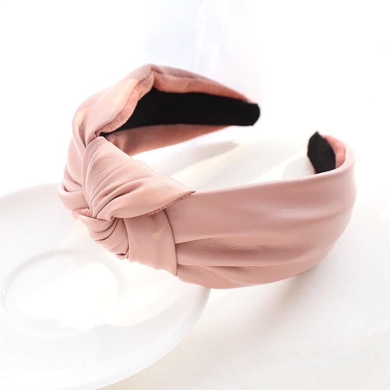 

Изысканные повязки на голову с узлом из искусственной кожи и фланелевой ткани для женщин, повседневные для шопинга и вечеринок, осенне-зимние