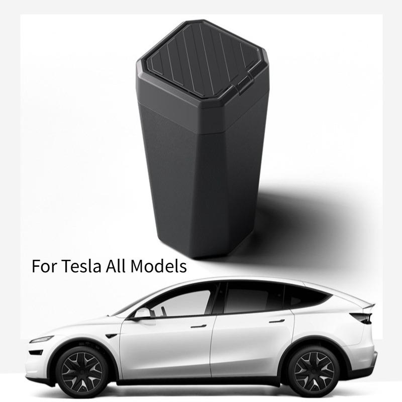 Trash Can for Tesla Model 3/Y/X/S Model Y Juniper Side Door Garbage Can Trash Bin with Cover Center Storage Box Organizer Case
