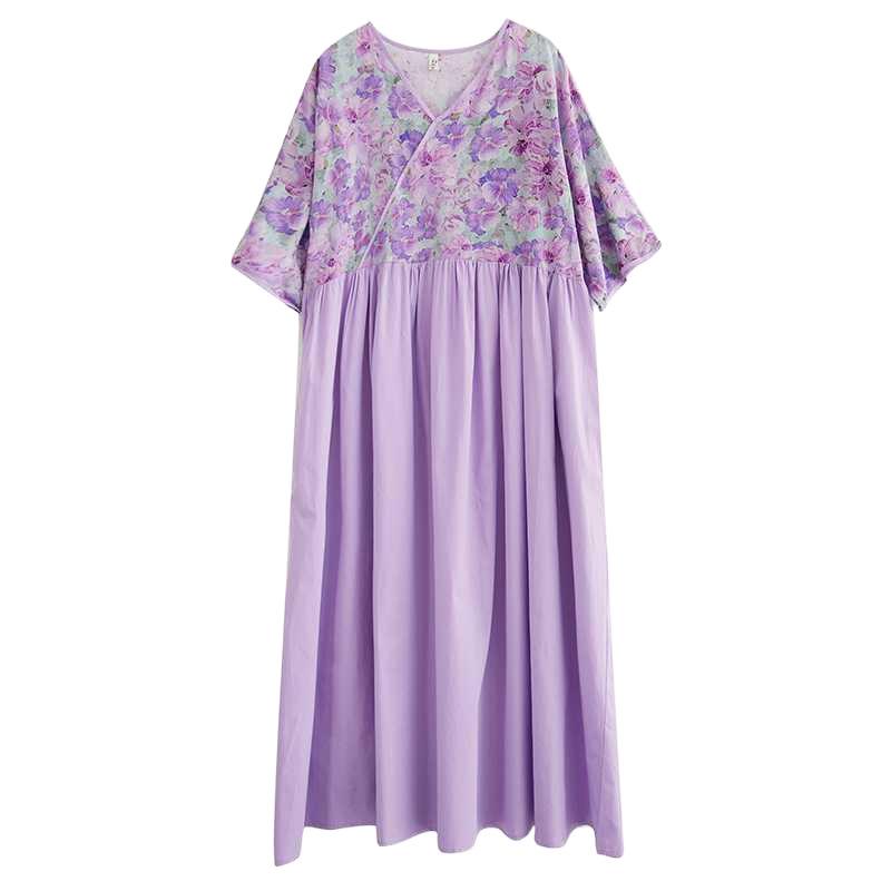 Summer V-neck Dress, Plus-size Long Dress