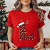 Christmas Alphabet Printed T-Shirt for Women Unisex Fashion Trendy Funny Casual Tops Santa Hat, Reindeer Graphic Tshirt T Shirt