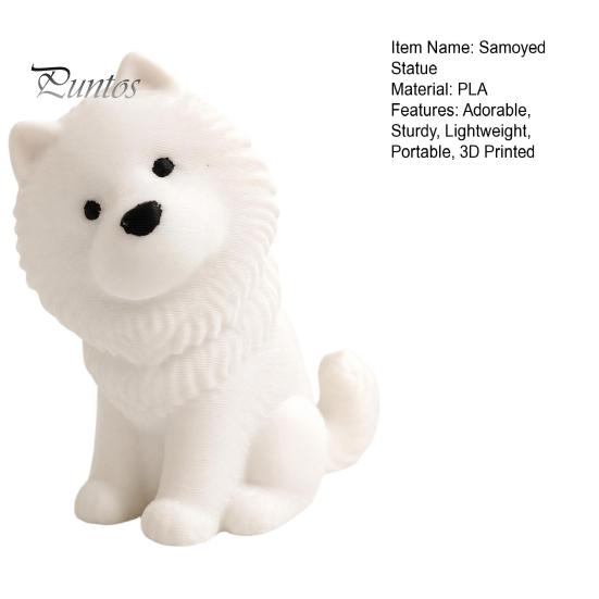 Desktop Decoration for Dog Lovers Cute Sitting Samoyed Figurine, 3D Printed Smiling Puppy Statue, Healing Small Collectible Animal Ornament