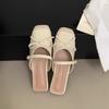 French retro bag head half slippers women's outer wear 2025 summer new thick heel one word with sandals lazy muller shoes