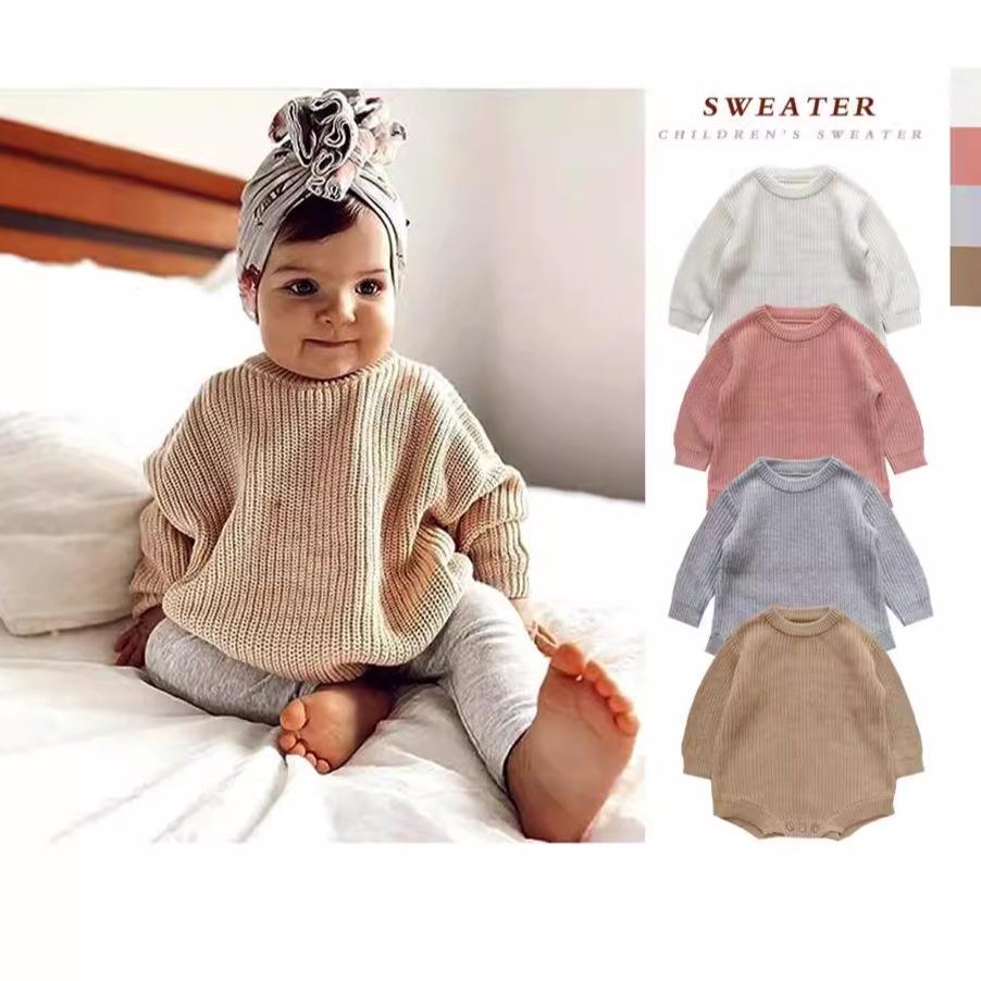 European and American Cotton Baby Romper - Free Shipping, Autumn/Winter, Snap Crotch Sweater
