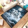White horses moon night ocean rug fantasy art living room carpet magical animal print floor mat dreamy home decor