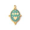 1PC Bear Heart Printed 304 Stainless Steel Pendants 18K Gold Plated Multicolor Enamel Charms Making Necklace  Jewelry Findings