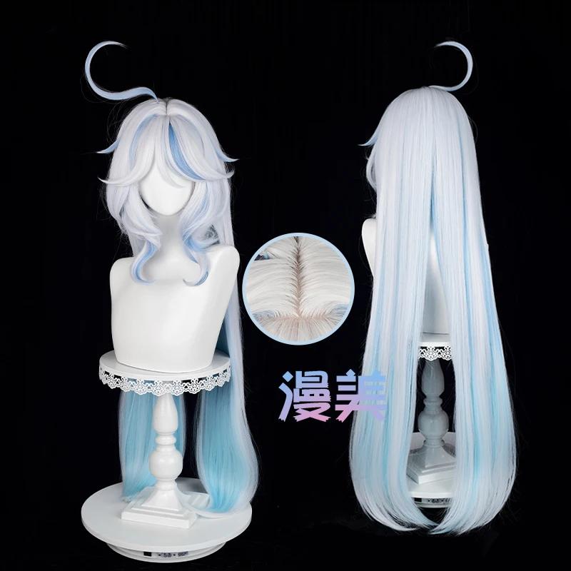 Fontaine Focalors Cosplay Wig Long Furina Wigs Blue White Curly Women Wigs Heat Resistant Hair Anime Wigs