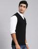 Monte Carlo Mens Black Solid V Neck Sweater