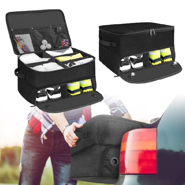 2 Layer Golfs Trunk Organizer Golfs Car Locker with Individual Compartment for 2 Pair Shoes, Golfs Car Storage Organizer