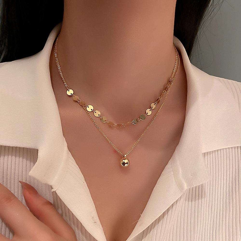 Double layer gold chain designs Clearance