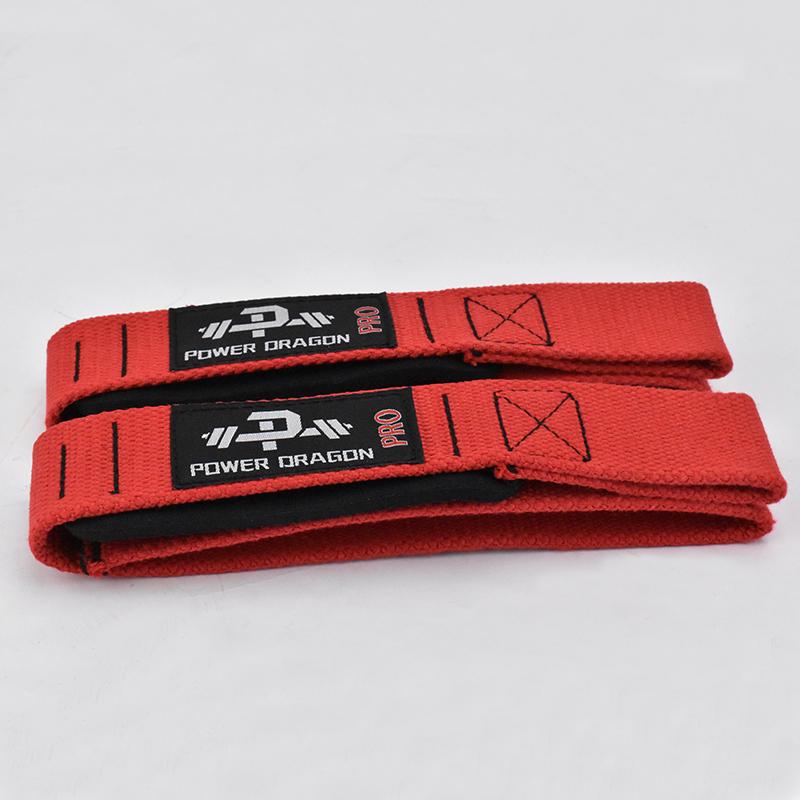 PD Customized Logo Accept Custom Deadlift Weight Power Lifting Straps Weightlifting Heavy Duty Training Gym Wrist Straps красный