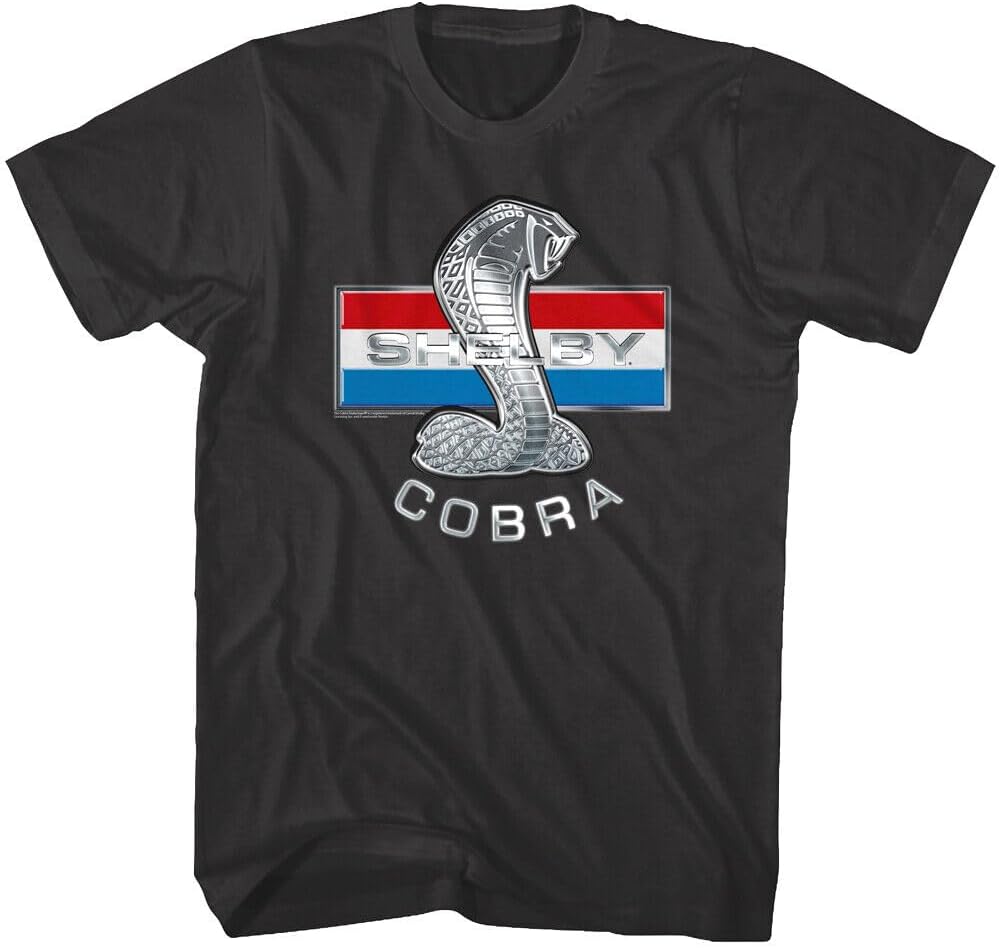Shelby Cobra Chrome Snake Stripes Men s T Shirt American Muscle Car Hood Emblem S