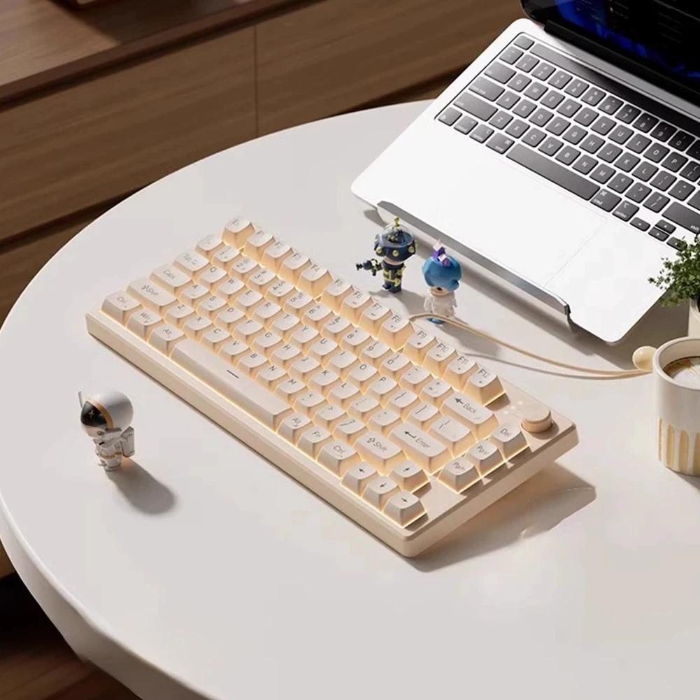 

Wired Gaming Mechanical Keyboard 75 Keys Ergonomic Compact Layout Mechanical Keyboard Ultra-Quiet RGB Backlit LED Lights