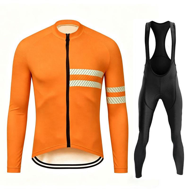 Team Breathable Mens Long Sleeve Cycling Jersey Set Spring and Fall Mountian Bicycle Clothes Wear Ropa Maillot Ciclismo
