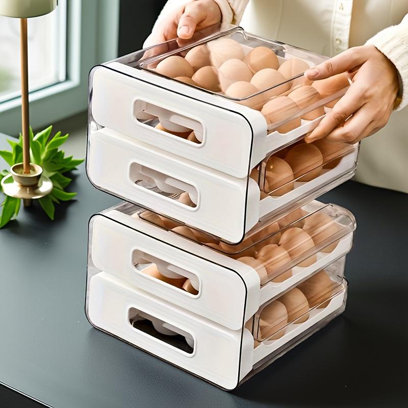 1 szt. Kuchenny pojemnik do przechowywania jajek Lodówka Świeży plastik 2-warstwowy typ szuflady Duża pojemność Przechowywanie Organizer kuchenny w domu