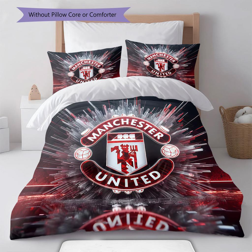 Classic MUFC Legends Bedding Quilt Set Quilt Cover Pillowcase Home Decoration Birthday Gift (1 * duvet cover + 2 * pillowcase, without core)