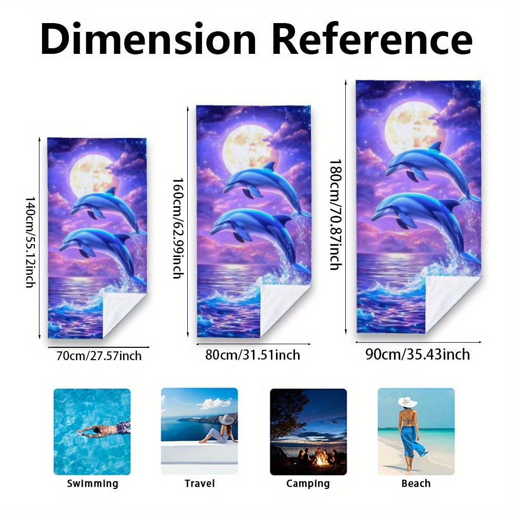 Extra Large Dolphin Beach Towel - Quick-Dry Super Absorbent, Vibrant Ocean Night Sky Design for Pool, Swim & Travel, Lightweight