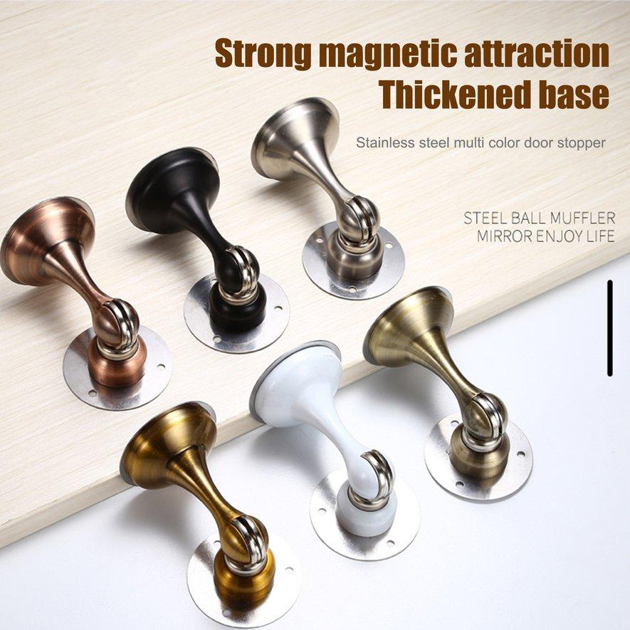 Door Stopper Hold Your Door Open Golden Stainless Steel Double-Sided Adhesive Tape No Need to Drill 2 Pack Magnetic Door Stop Door Stopper Hold Your Door Open Golden Stainless Steel Double-Sided Adhesive Tape No Need to Drill 2 Pack Magnetic Door Stop