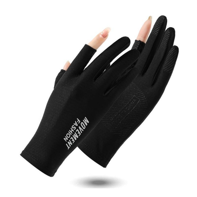

Sport Ice Silk Gloves Breathable Sun Protection Cycling Three-Finger Gloves Summer Cooling Touchscreen Anti-Slip Women Gloves чорний