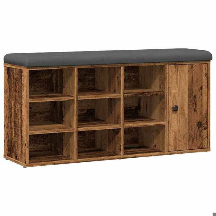 VidaXL Banc à chaussures vieux bois 102x32x50 cm bois d'ingénierie, banc, banc de rangement, siège de couloir 857621