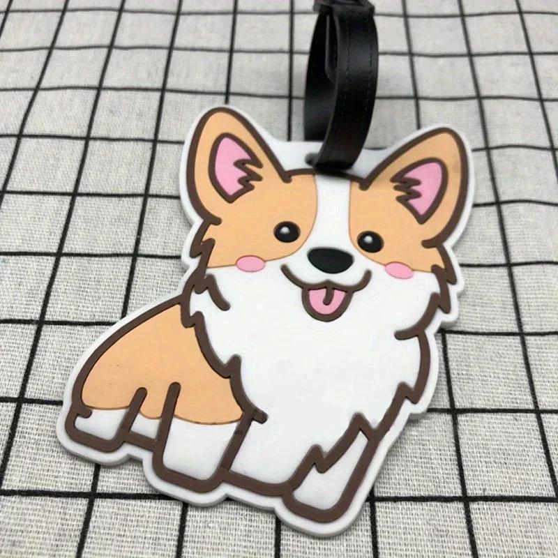 1pc Cute Corgi Travel Accessories Luggage Tag Creative Fashion Style Silicon Portable Travel Tag ID Address Holder